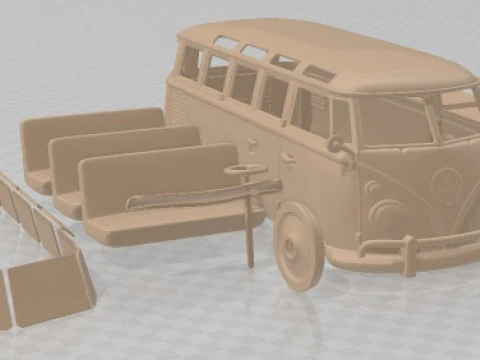 वोक्सवैगन ट्रांसपोर्टर टी1 रेलवे 1950 प्रिंट करने योग्य वैन 3D प्रिंट मॉडल