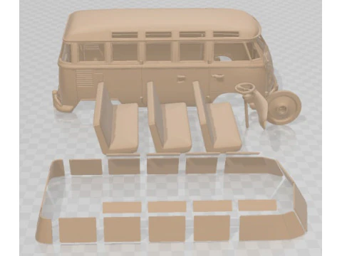 वोक्सवैगन ट्रांसपोर्टर टी1 रेलवे 1950 प्रिंट करने योग्य वैन 3D प्रिंट मॉडल