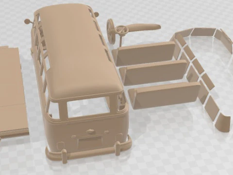 वोक्सवैगन ट्रांसपोर्टर टी1 रेलवे 1950 प्रिंट करने योग्य वैन 3D प्रिंट मॉडल