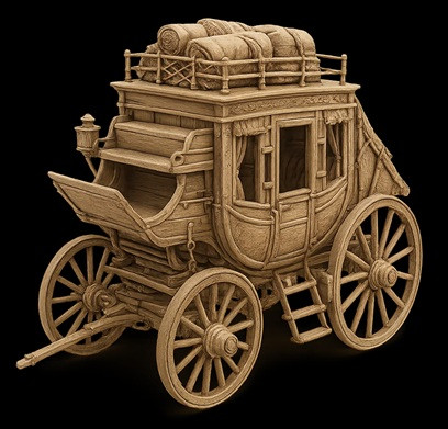 Wild West Stagecoach 2 Printable 3D Print Model .c4d .max .obj .3ds .fbx .stl .blend 
