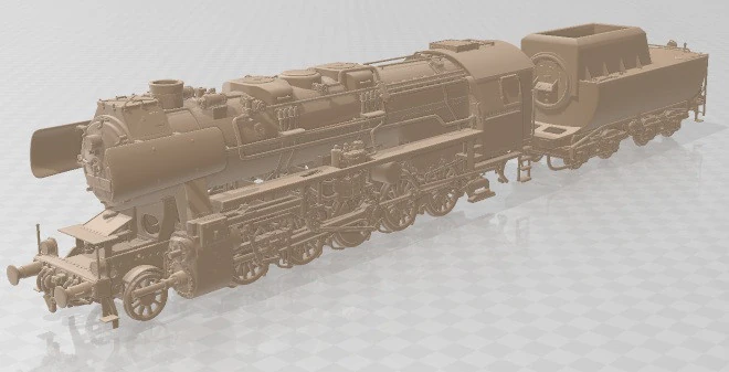 BR 52 Locomotive Steam Train Printable 3D Print Model .c4d .max .obj .3ds .fbx .stl .blend 