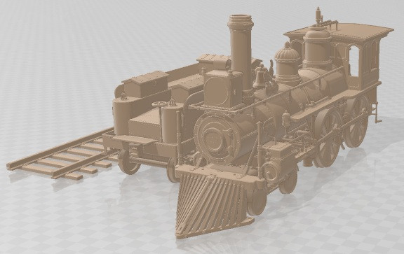 联合太平洋 119 蒸汽火车 1868 可打印 3D 打印模型 .c4d .max .obj .3ds .fbx .stl .blend