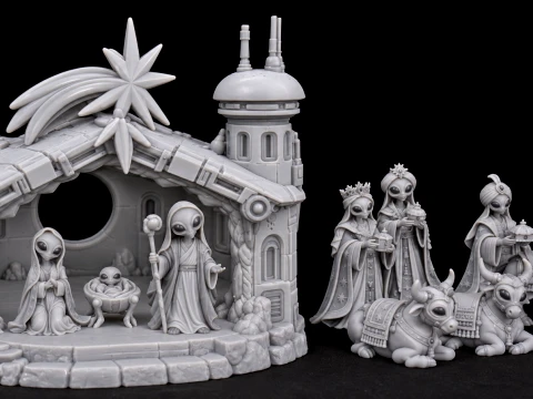 Alien Style Nativity Scene Printable 3D Print Model