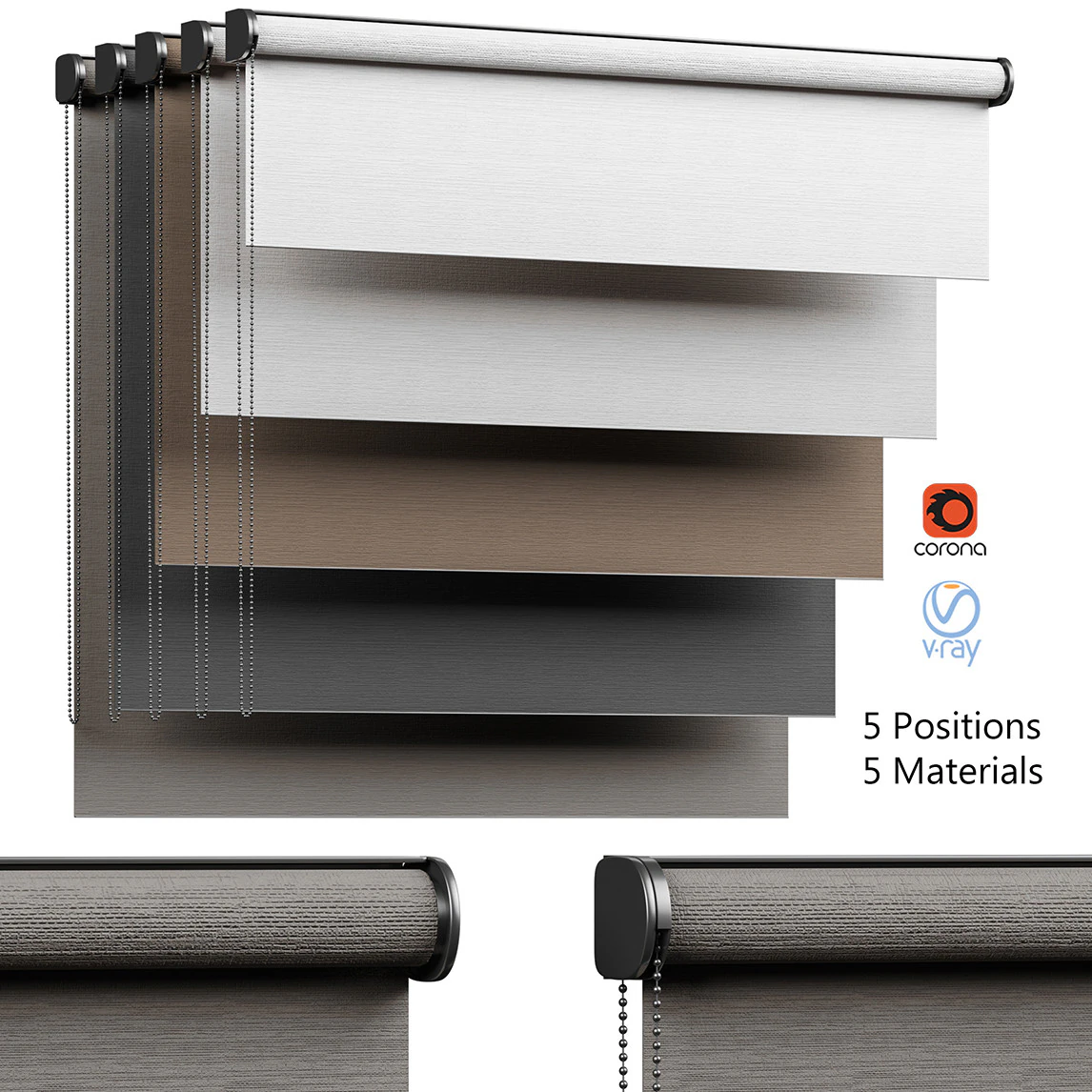 Roller Blinds Vol 04 3D Model .c4d .max .obj .3ds .fbx .stl .blend 