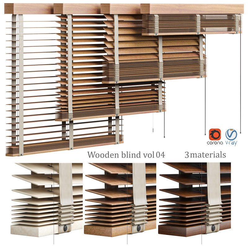 Wooden blind vol 04 3D Model .c4d .max .obj .3ds .fbx .stl .blend