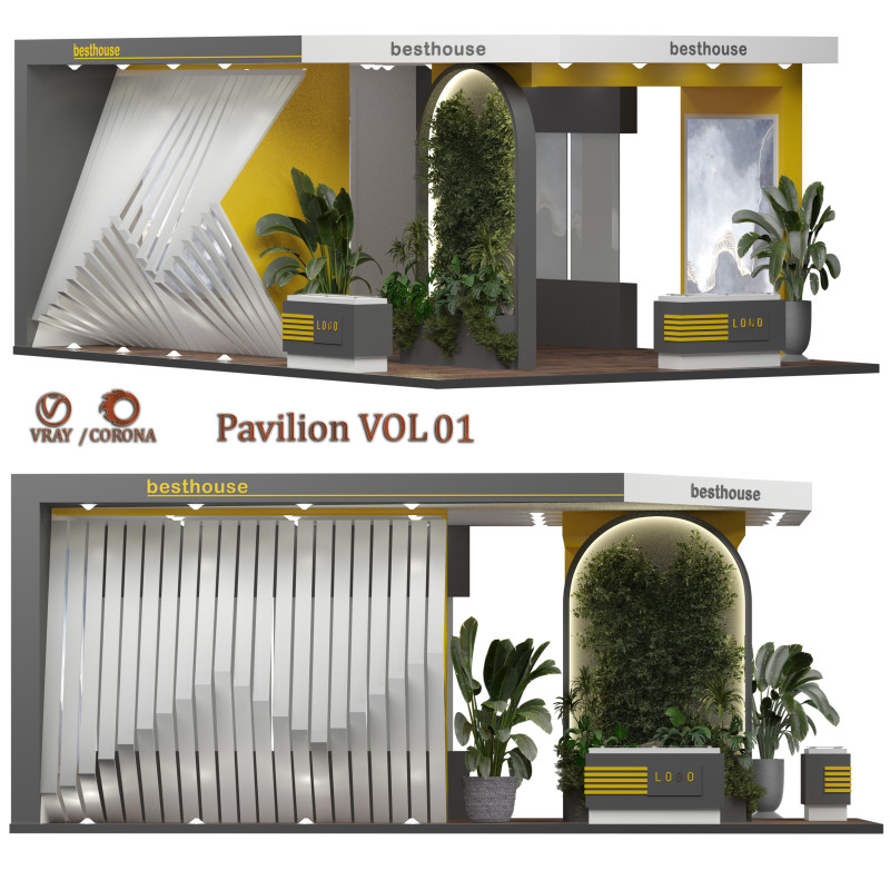 PavilionVOL01 3D Model .c4d .max .obj .3ds .fbx .stl .blend 