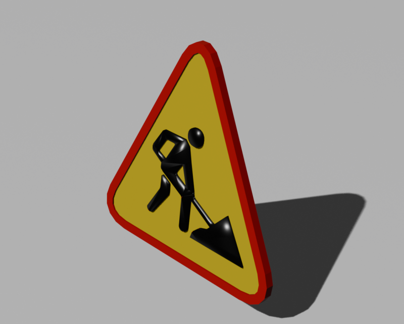 Road sign Construction works in progress 3D Model .c4d .max .obj .3ds .fbx .stl .blend 