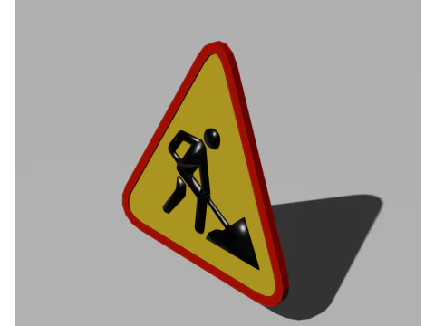 Дорожный знак Ведутся строительные работы 3D Модель