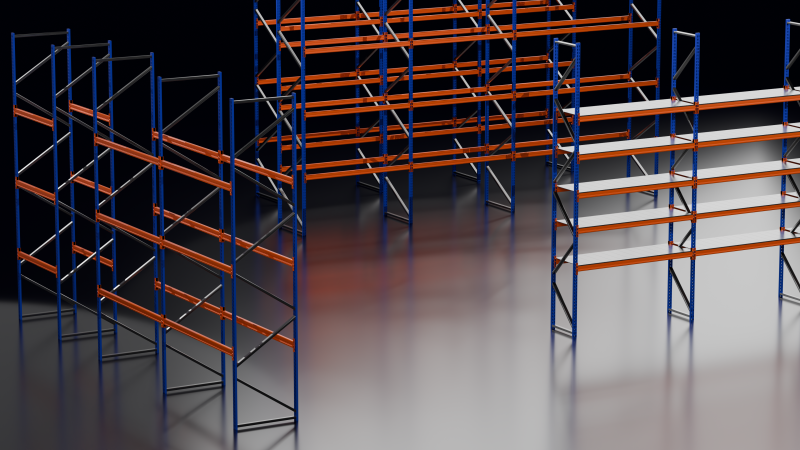 Industrial Pallet Racking s With and Without Decking 3D Model .c4d .max .obj .3ds .fbx .stl .blend 