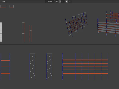 Industrial Pallet Racking s With and Without Decking 3D Model