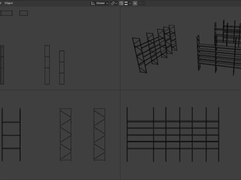 Industrial Pallet Racking s With and Without Decking 3D Model