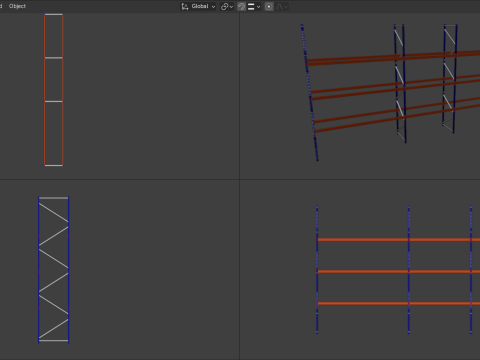 Industrial Pallet Racking s With and Without Decking 3D Model