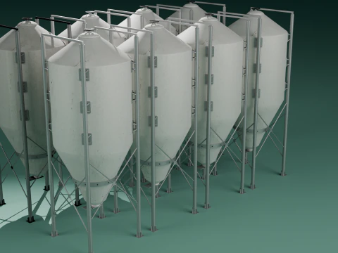 産業用保管サイロ 3Dモデル
