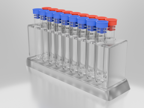 Test Tube Set with Rack 3D Model