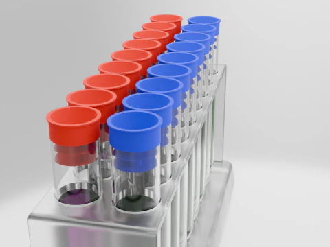 Test Tube Set with Rack 3D Model