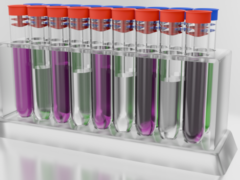 Test Tube Set with Rack 3D 모델