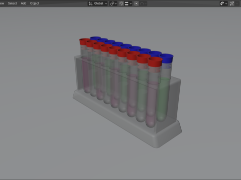 Test Tube Set with Rack 3D 모델