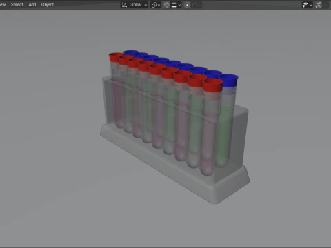Test Tube Set with Rack 3D Model