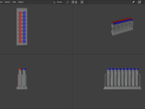 Test Tube Set with Rack 3D 모델