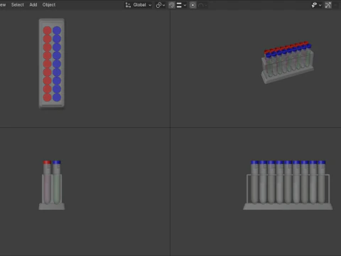 Test Tube Set with Rack 3D Model