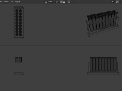Test Tube Set with Rack 3D 모델