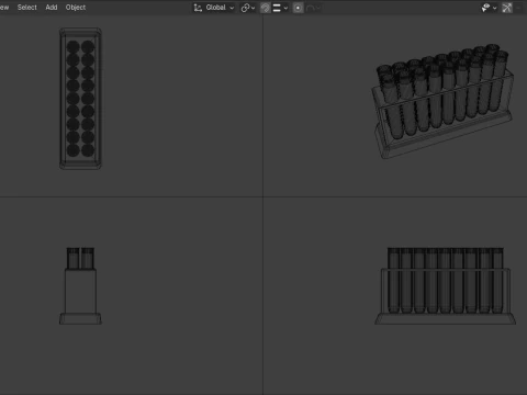 Test Tube Set with Rack 3D Model