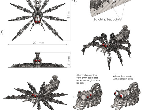 Steampunk Jumping Spider 3D printmodel