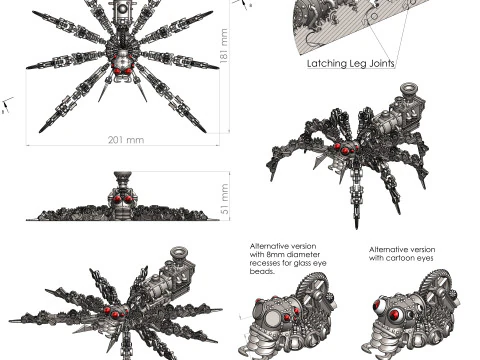 スチームパンク ハエトリグモ 3Dプリントモデル