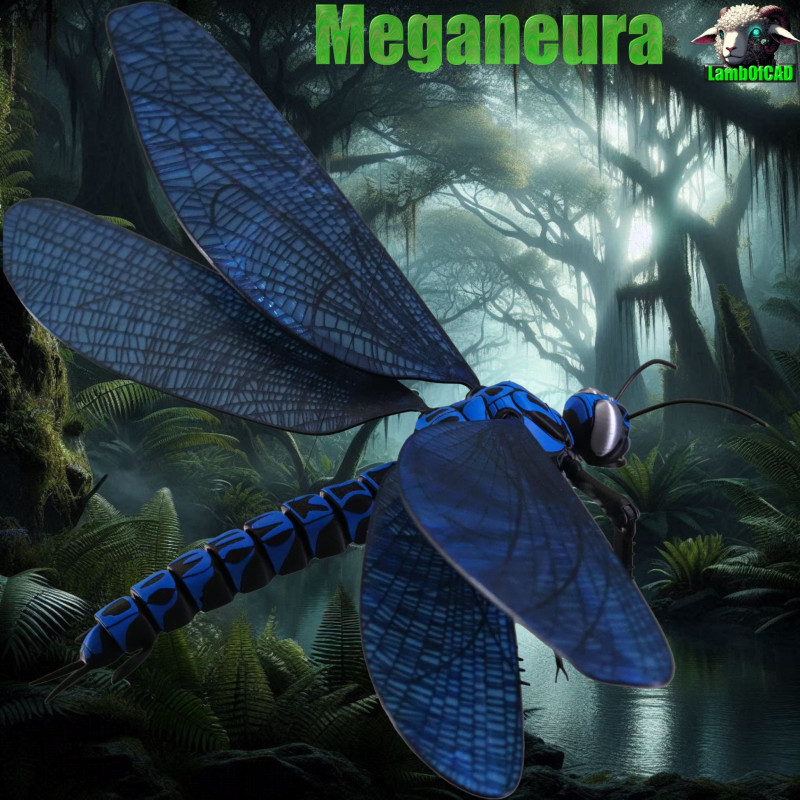 Meganeura Giant Prehistoric Dragonfly 3D Print Model .c4d .max .obj .3ds .fbx .stl .blend 