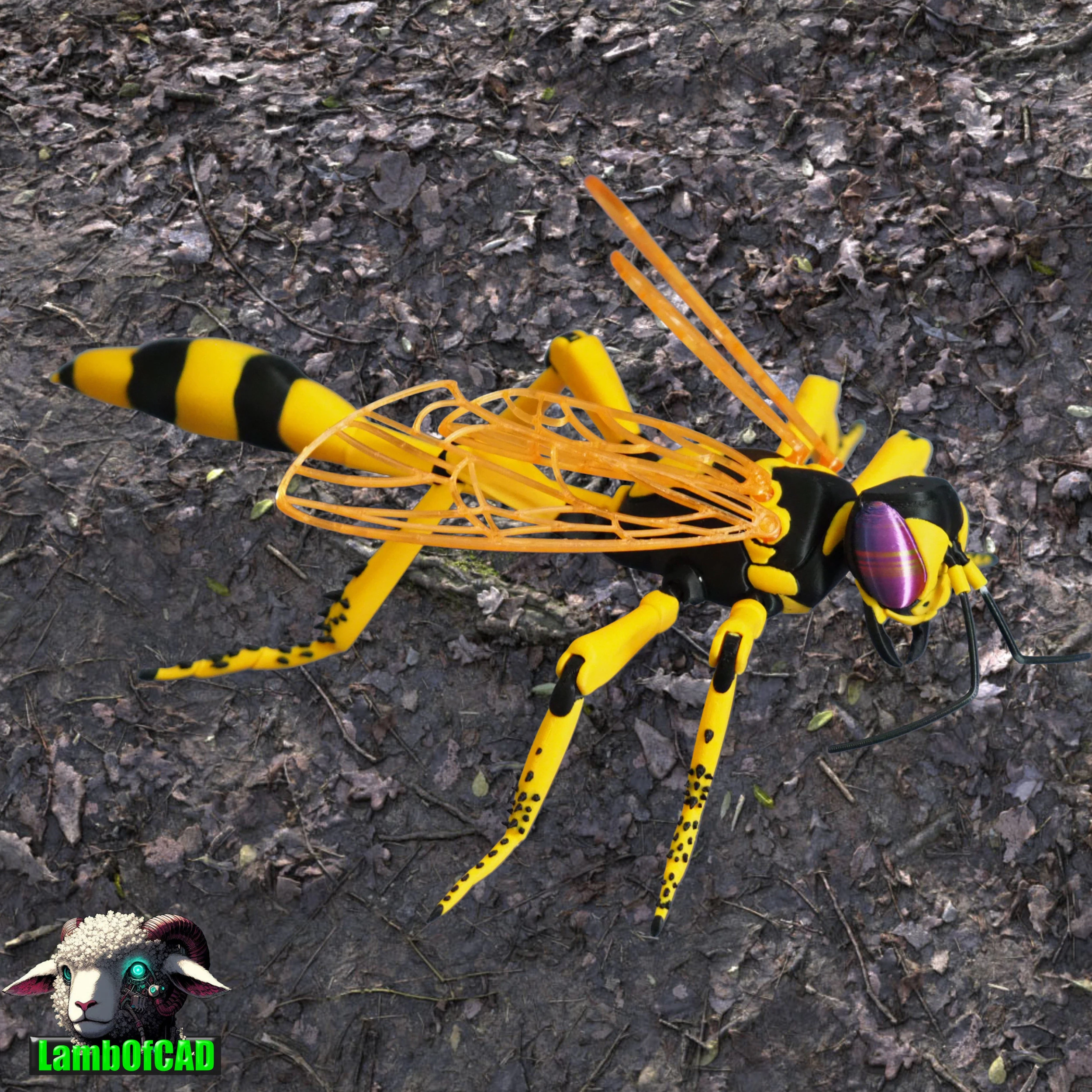 Thread Waisted Wasp 3D Print Model .c4d .max .obj .3ds .fbx .stl .blend 