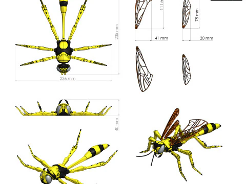 Thread Waisted Wasp 3D Print Model
