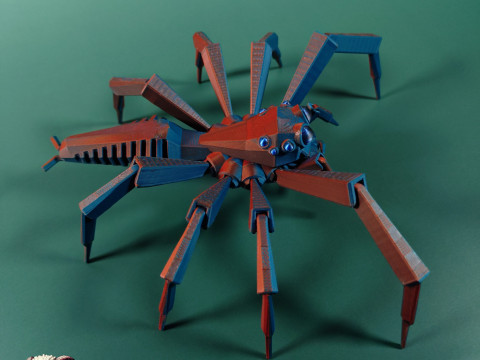 Low-Poly Jumping Spider 3D 프린트 모델