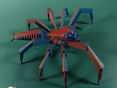 Low-Poly Jumping Spider 3D Print Model