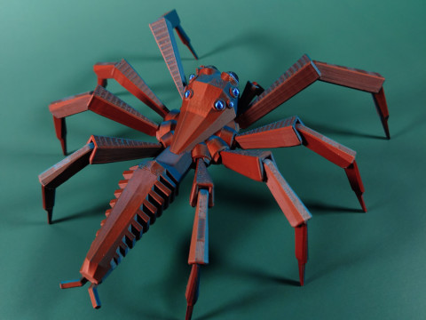 Low-Poly Jumping Spider 3D 프린트 모델