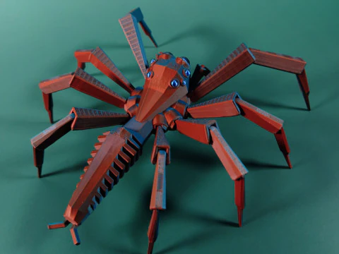Low-Poly Jumping Spider 3D Print Model