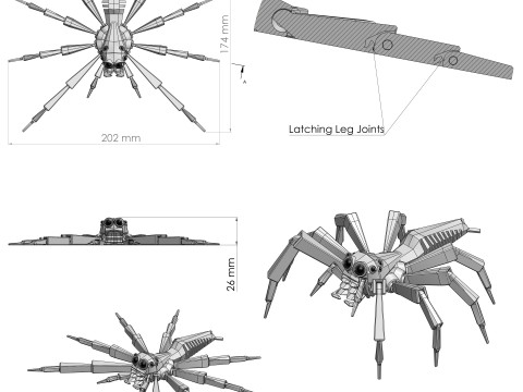Low-Poly Jumping Spider 3D 프린트 모델