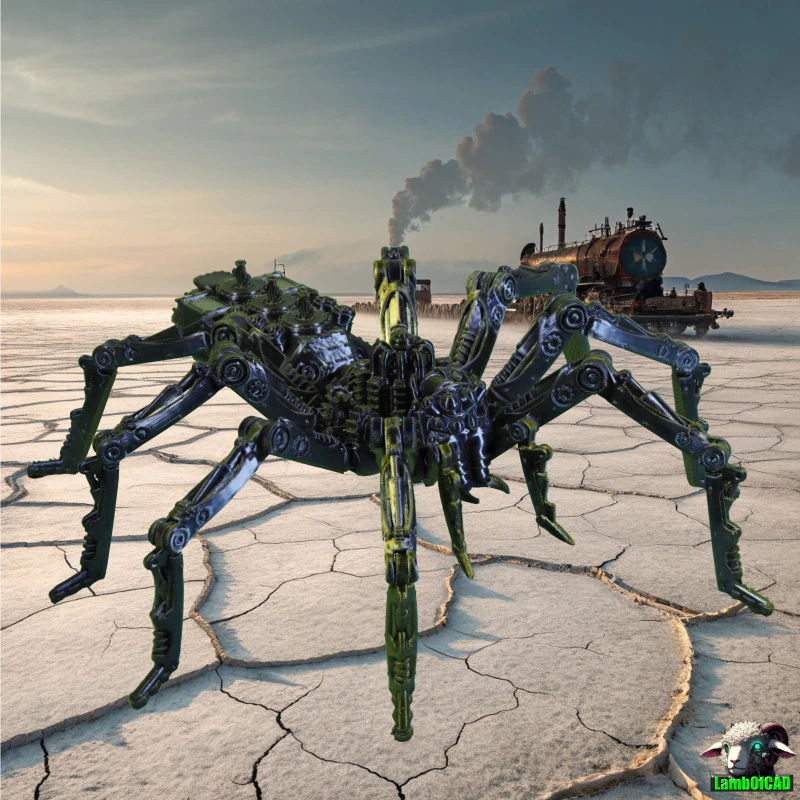 Стимпанк Паук 3D Принт Модель .c4d .max .obj .3ds .fbx .stl .blend 
