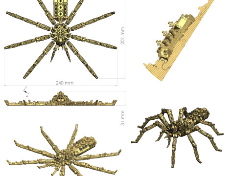 Стімпанк павук 3D Принт Модель