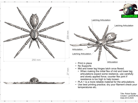 Robot Spider Model Cetak 3D