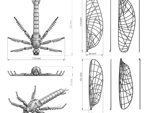 Dragonfly for Painting 3Dプリントモデル