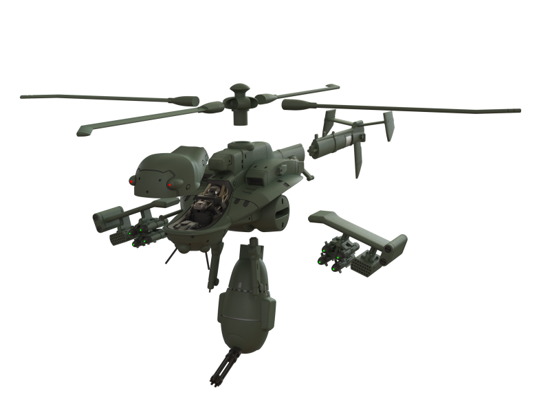 Jigabachi AV Attack Helicopter Modello di stampa 3D .c4d .max .obj .3ds .fbx .stl .blend 