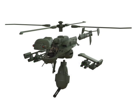 Jigabachi AV Attack Helicopter 3D Принт Модель