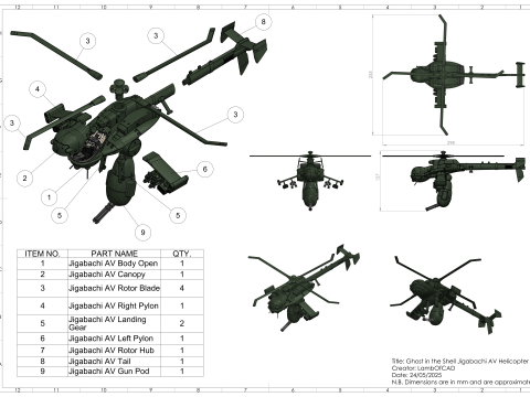 Jigabachi AV Attack Helicopter Modello di stampa 3D