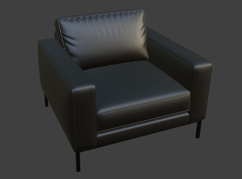Black Leather Armchair 3D Model .c4d .max .obj .3ds .fbx .stl .blend 