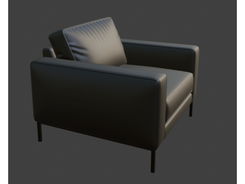 Zwart lederen fauteuil 3D Model