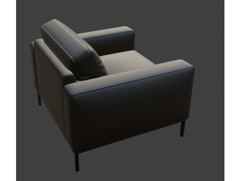 Zwart lederen fauteuil 3D Model