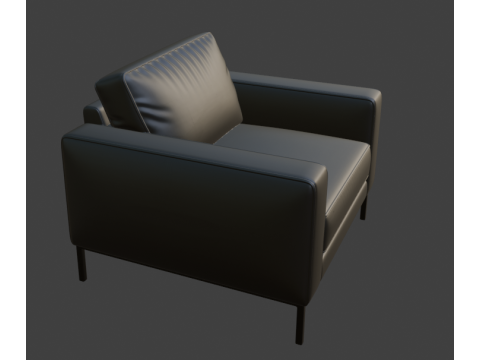 Zwart lederen fauteuil 3D Model