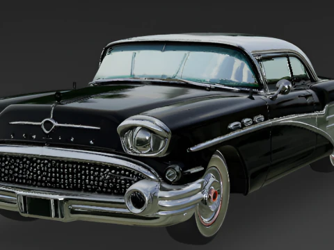 Classic 1950s Black Coupe 3D Model