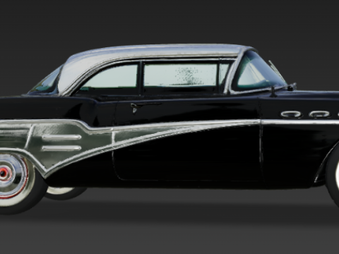 Classic 1950s Black Coupe 3D Model