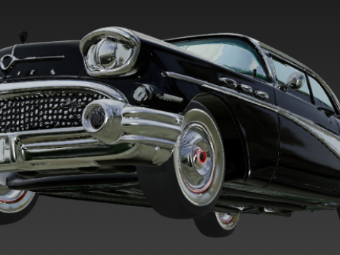 Classic 1950s Black Coupe 3D Model